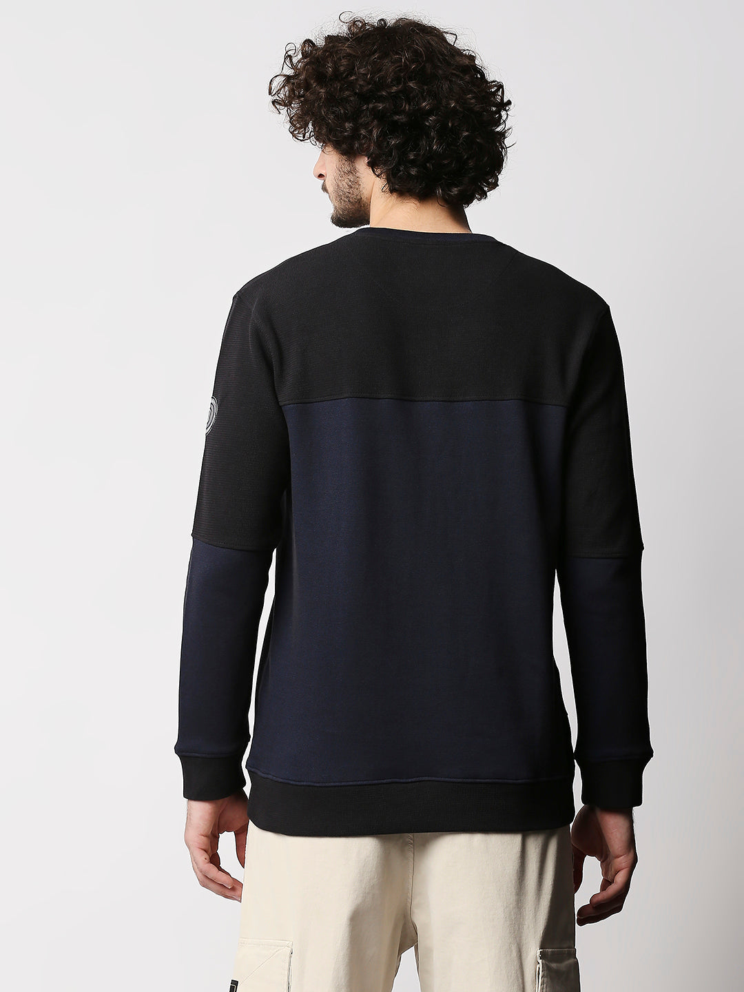 Disrupt Men Blue Cut-Sew Classy Comfort Fit Pullover