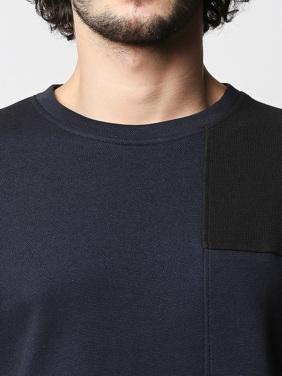 Disrupt Men Blue Cut-Sew Classy Comfort Fit Pullover