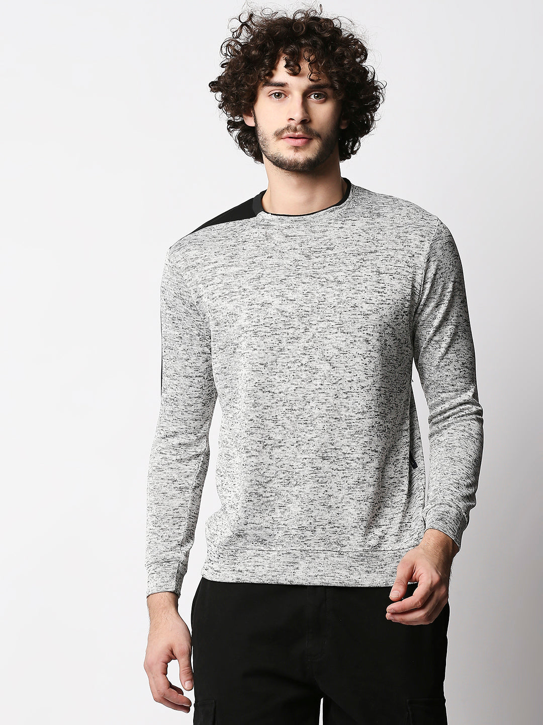 Disrupt Men Grey Textured Streetstyle Pullover