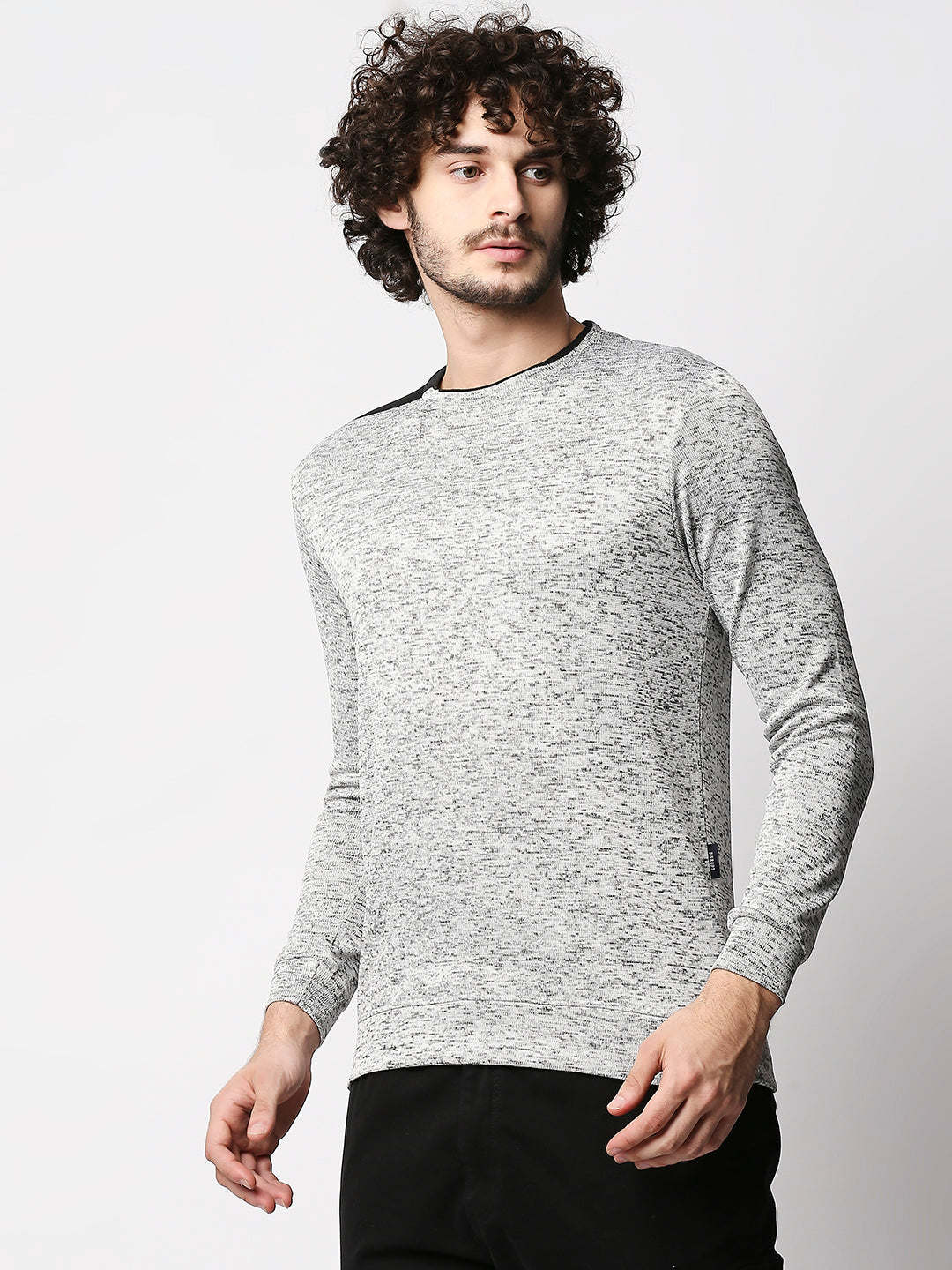 Disrupt Men Grey Textured Streetstyle Pullover