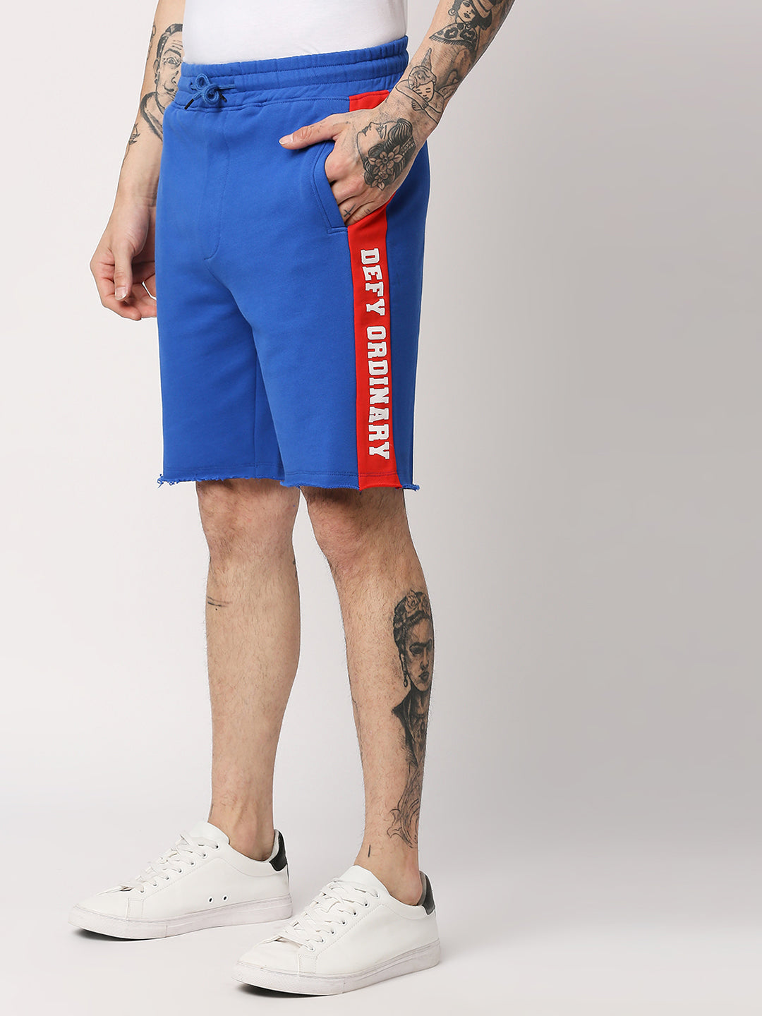 Disrupt Mens Royal Blue Colorblock Graphic Print Shorts
