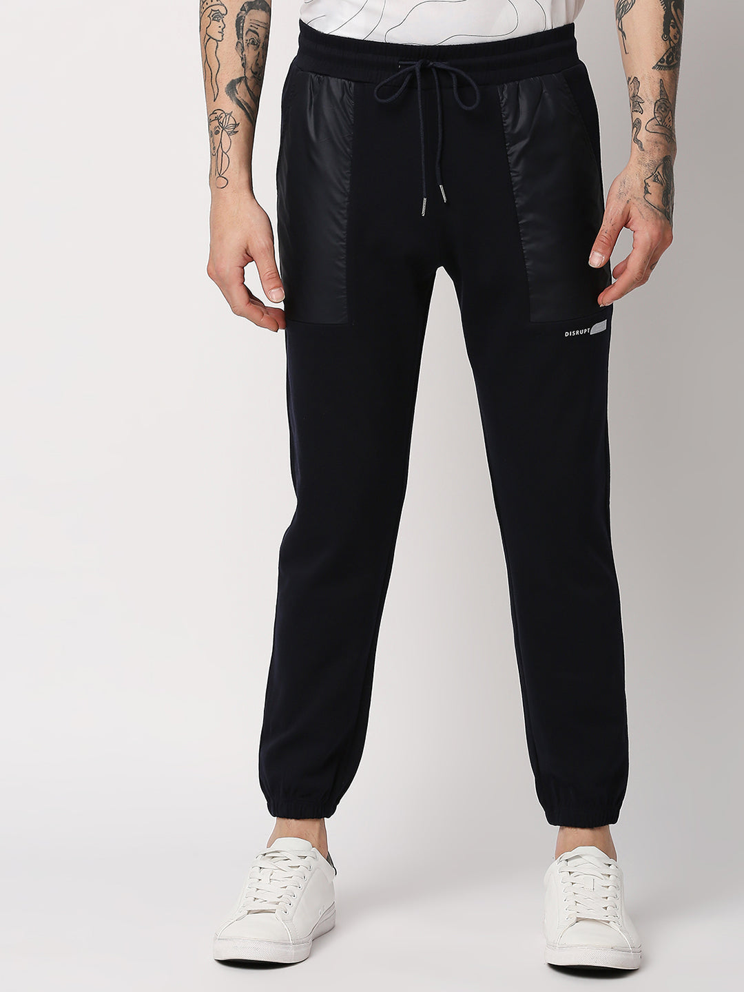Disrupt Mens Navy Self-Design Comfort Fit Smart-Casual Jogger