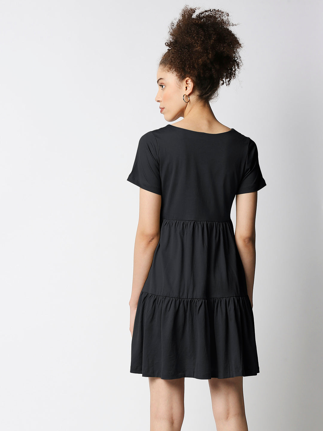 Disrupt Women's Black Tiered V-neck T-shirt Dress