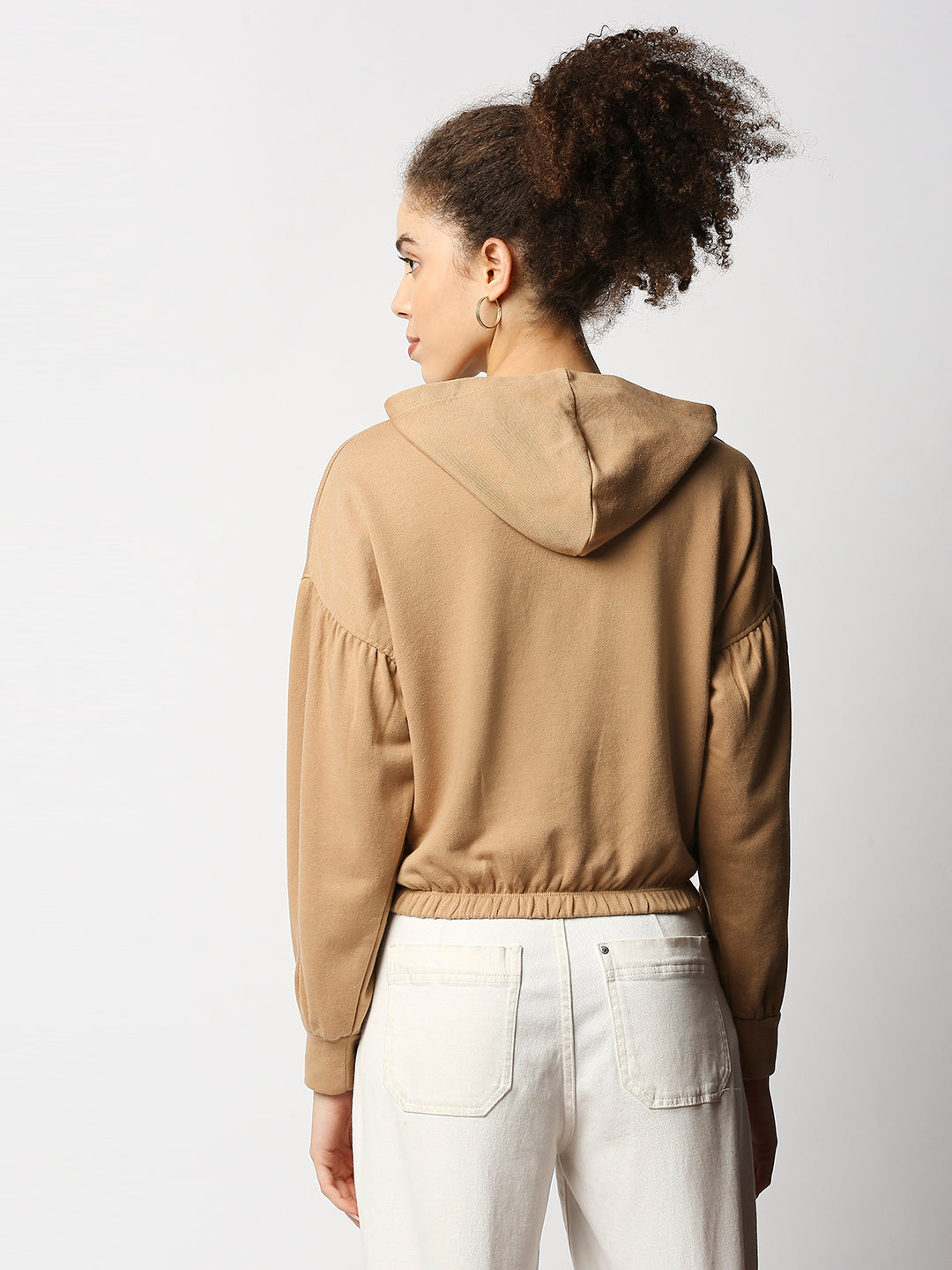 Disrupt Women's Beige Drop Shoulder Boxy Hoodie