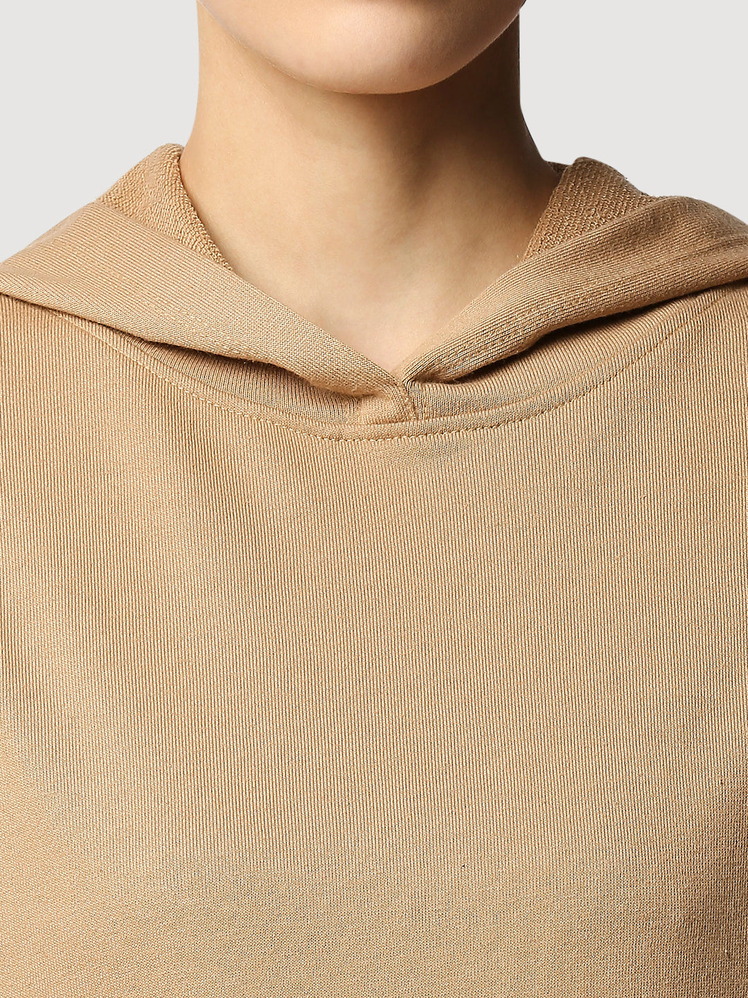 Disrupt Women's Beige Drop Shoulder Boxy Hoodie