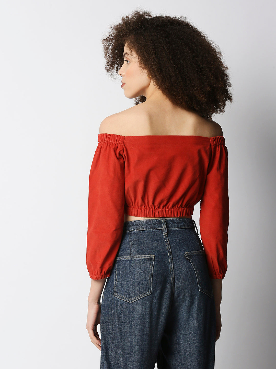 Disrupt Women's Rust Corduroy Off-Shoulder Top