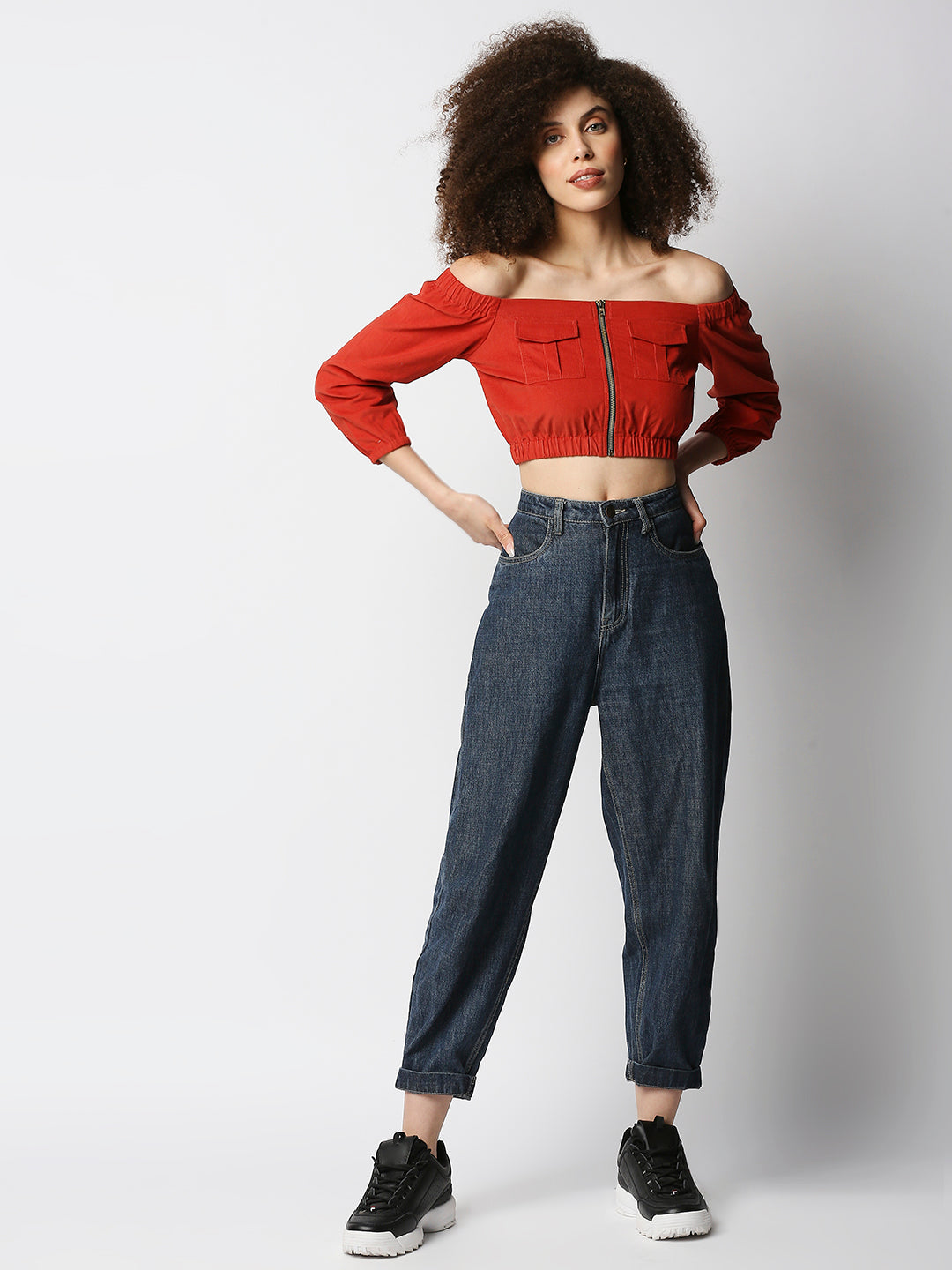Disrupt Women's Rust Corduroy Off-Shoulder Top