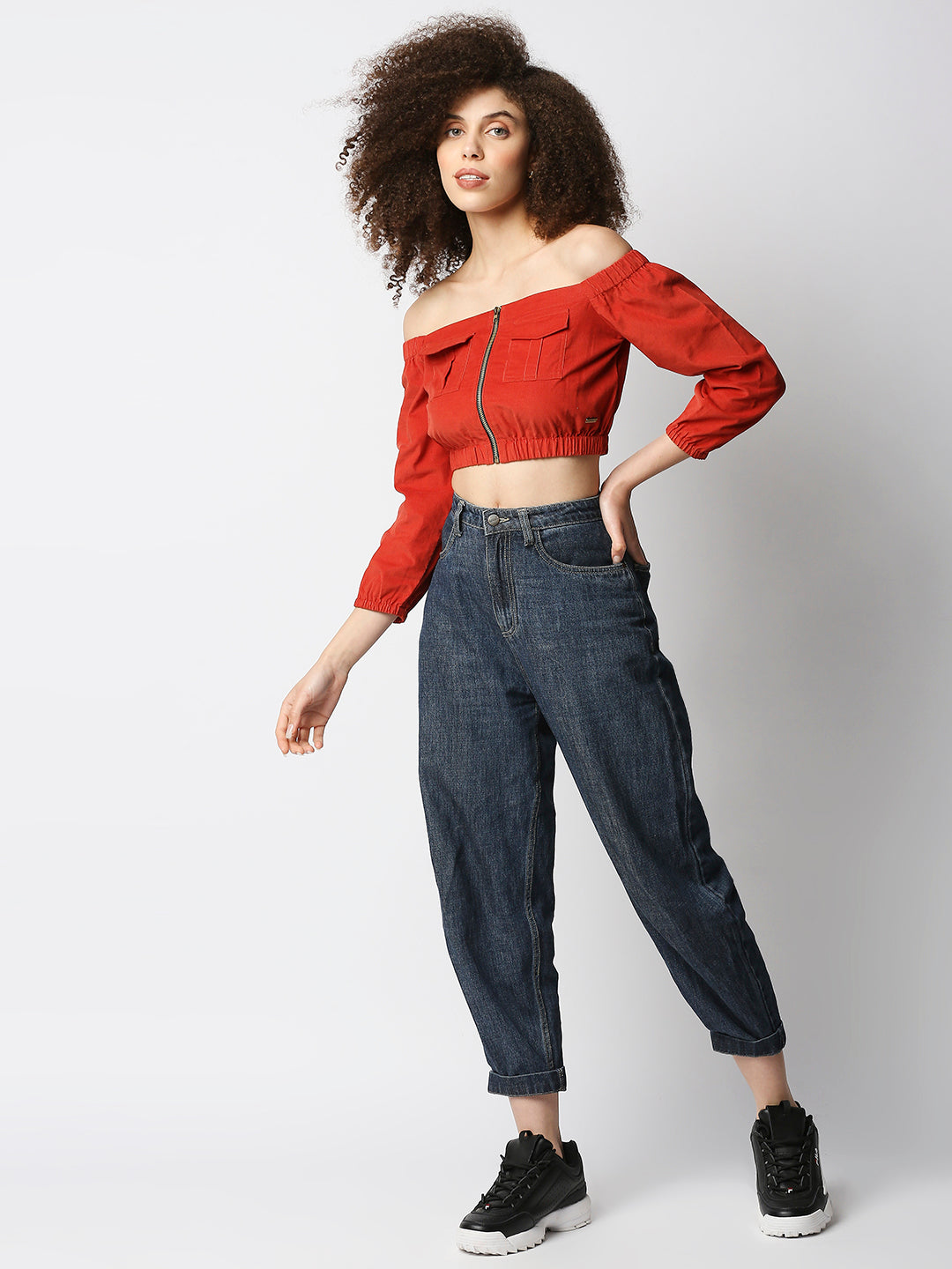 Disrupt Women's Rust Corduroy Off-Shoulder Top