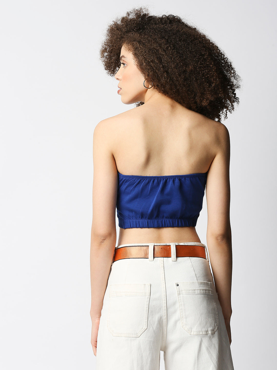 Disrupt Women's Royal Blue Fitted Stetchable Tube Top (Without Padding)