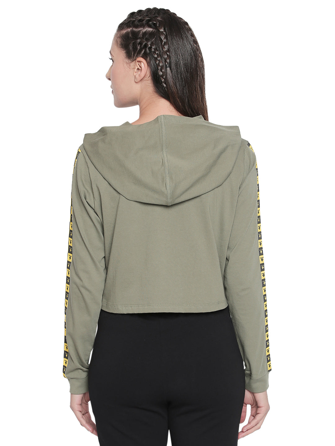 Disrupt Light Olive Full Sleeve Cotton Hoodie Tshirt