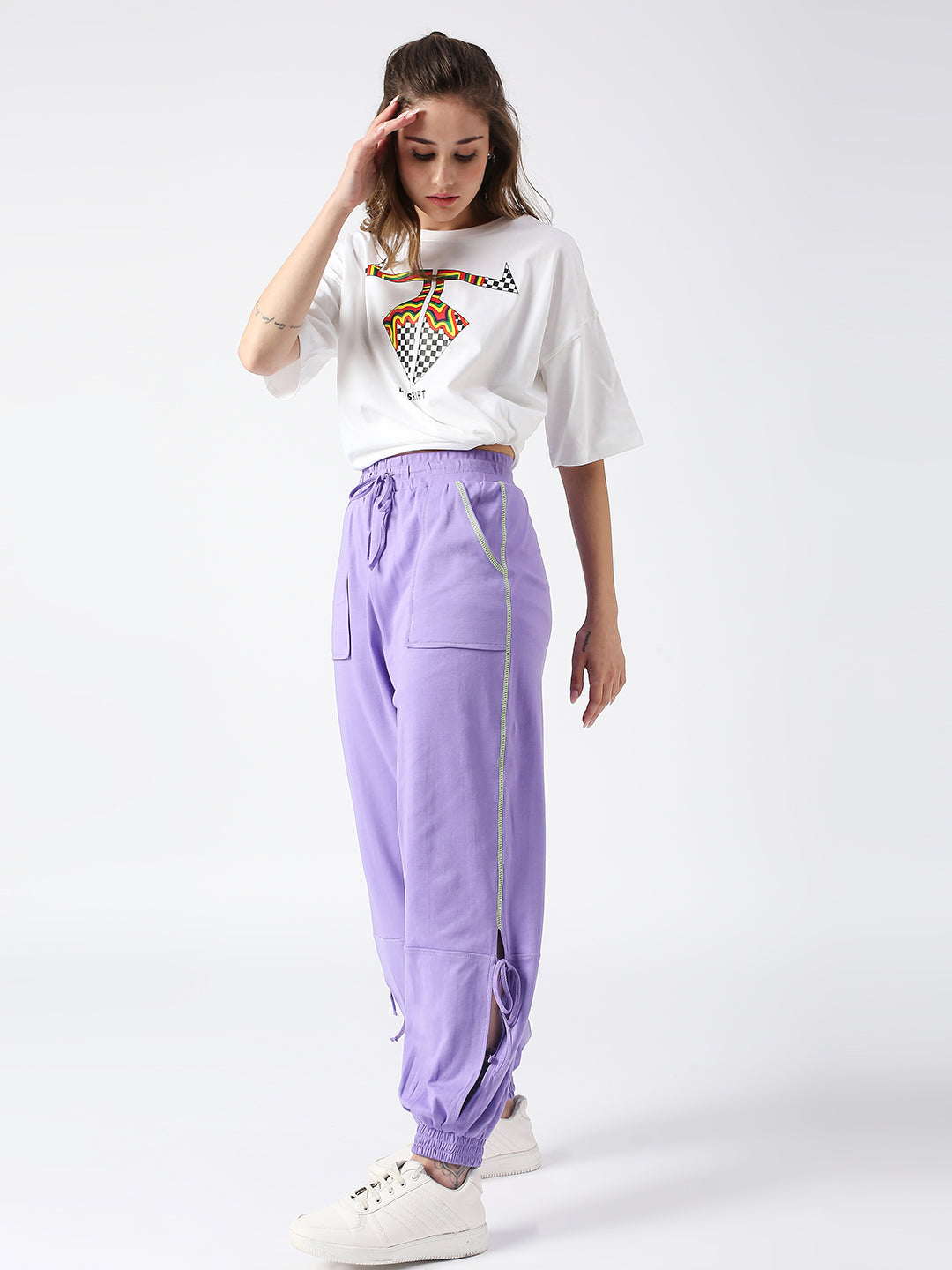 Disrupt Purple Low-crotch Long Length Jogger For Women