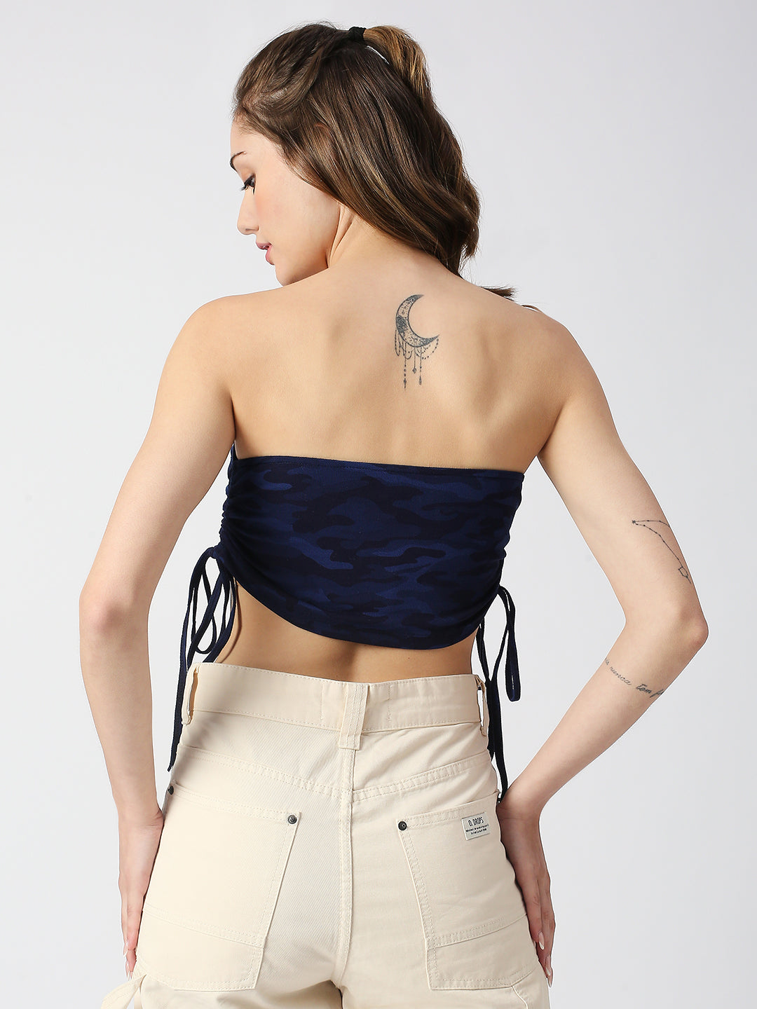 Disrupt Women Camouflage Side Tie Up Slim Fit Crop Top