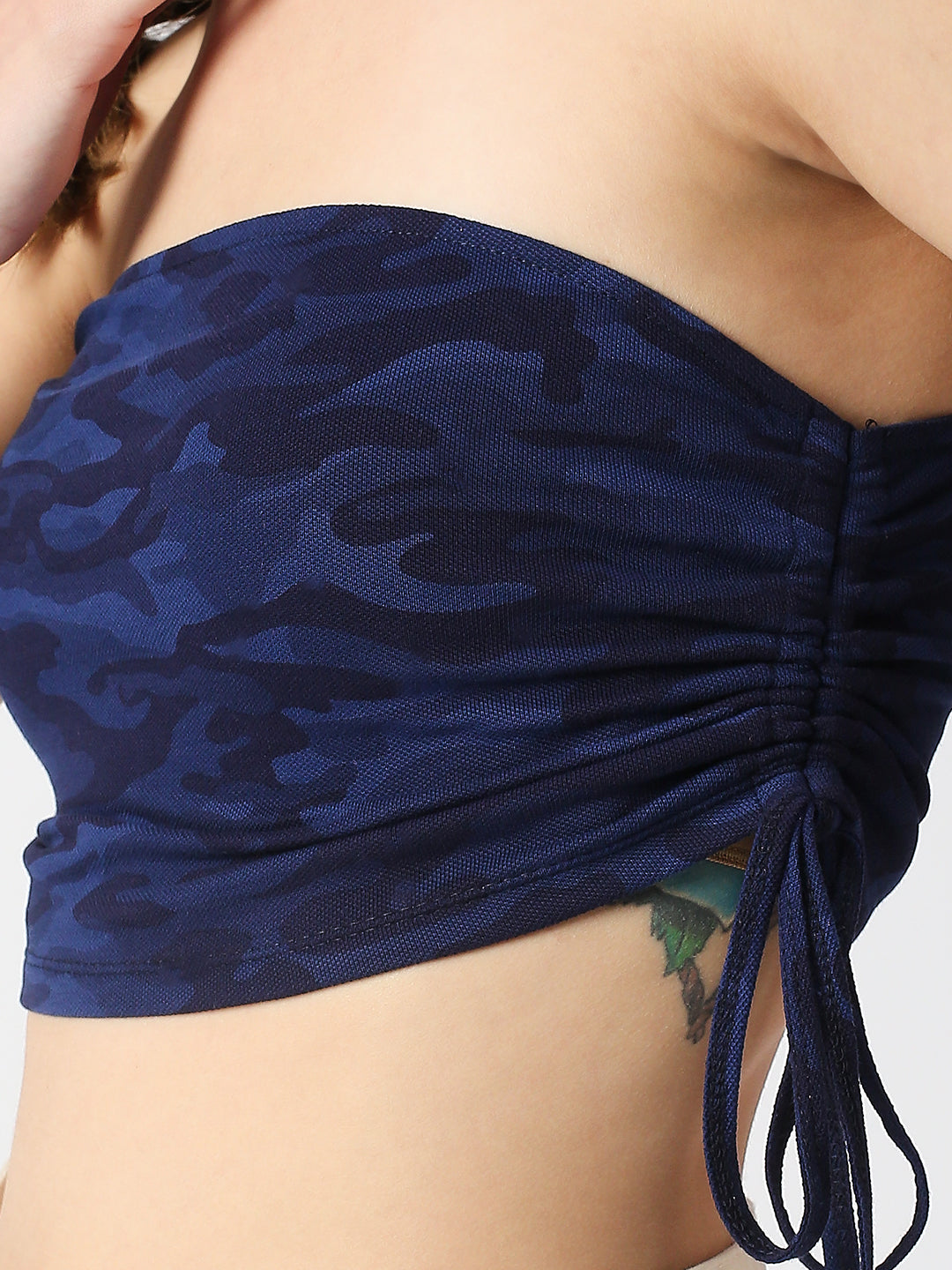 Disrupt Women Camouflage Side Tie Up Slim Fit Crop Top