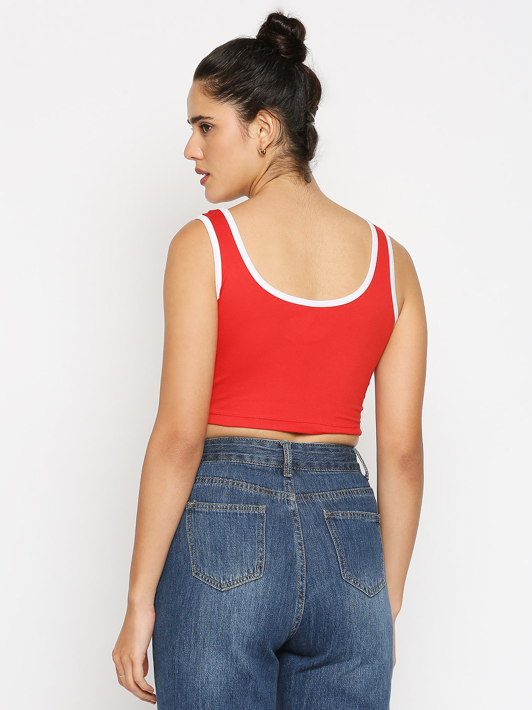 Disrupt Scoop Neck Slim Fit Sleevelees Red Top