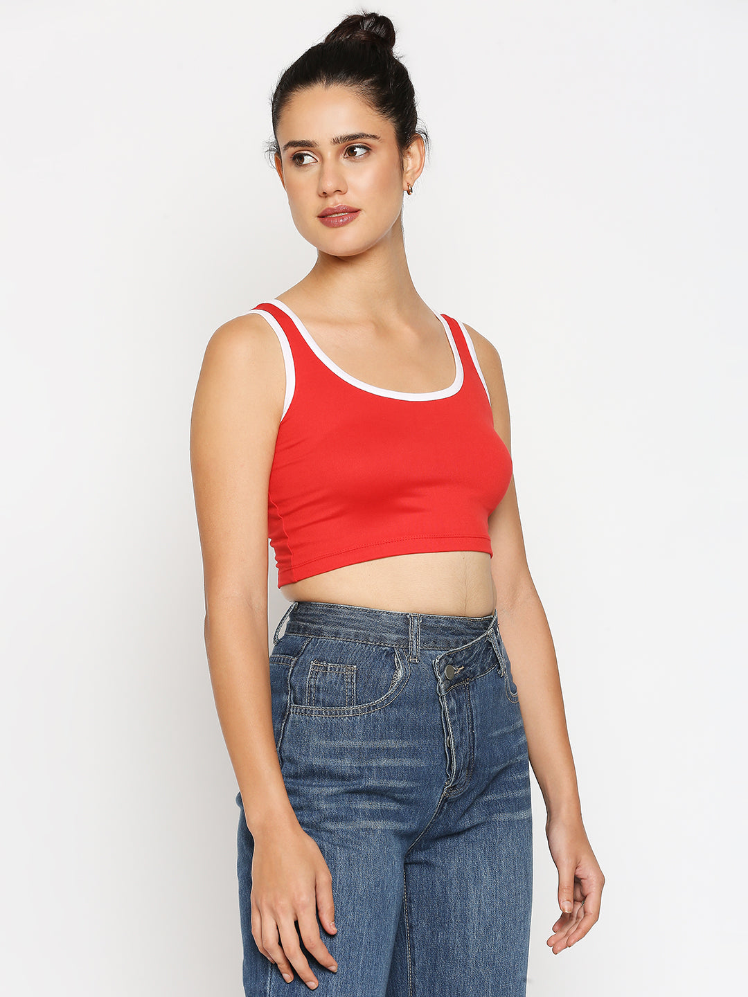 Disrupt Scoop Neck Slim Fit Sleevelees Red Top