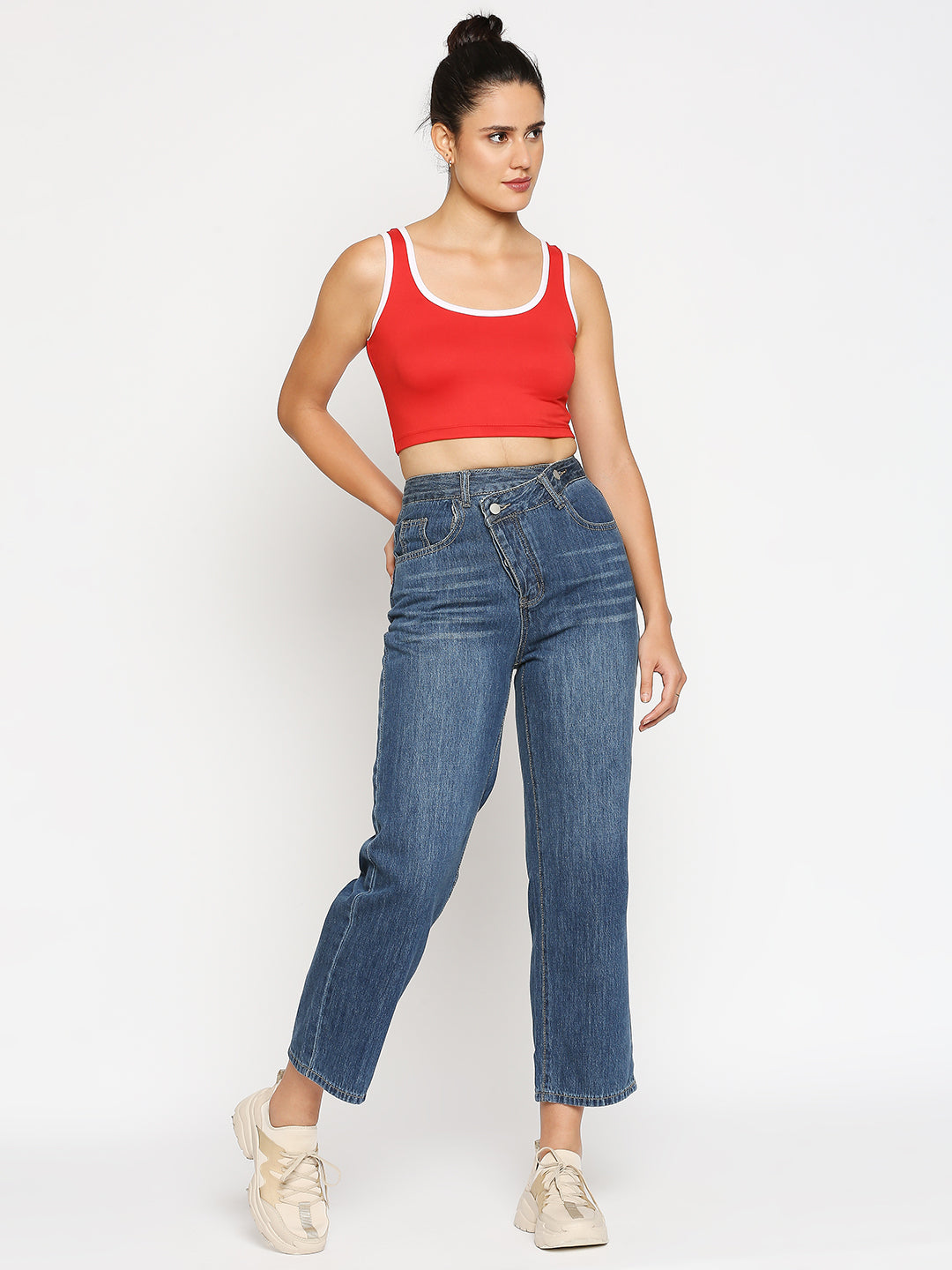 Disrupt Scoop Neck Slim Fit Sleevelees Red Top