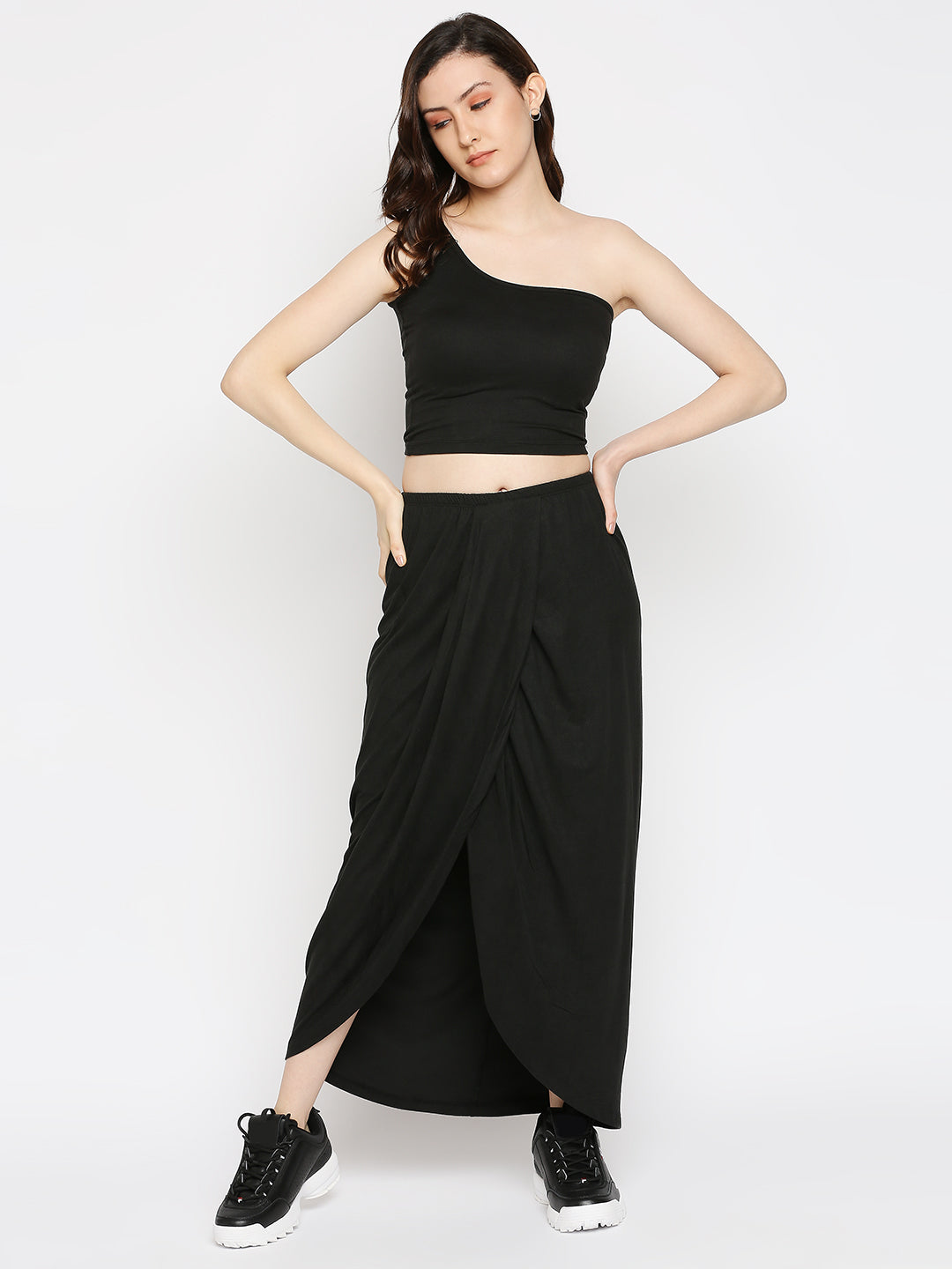 Disrupt Women Black Draped Skirt