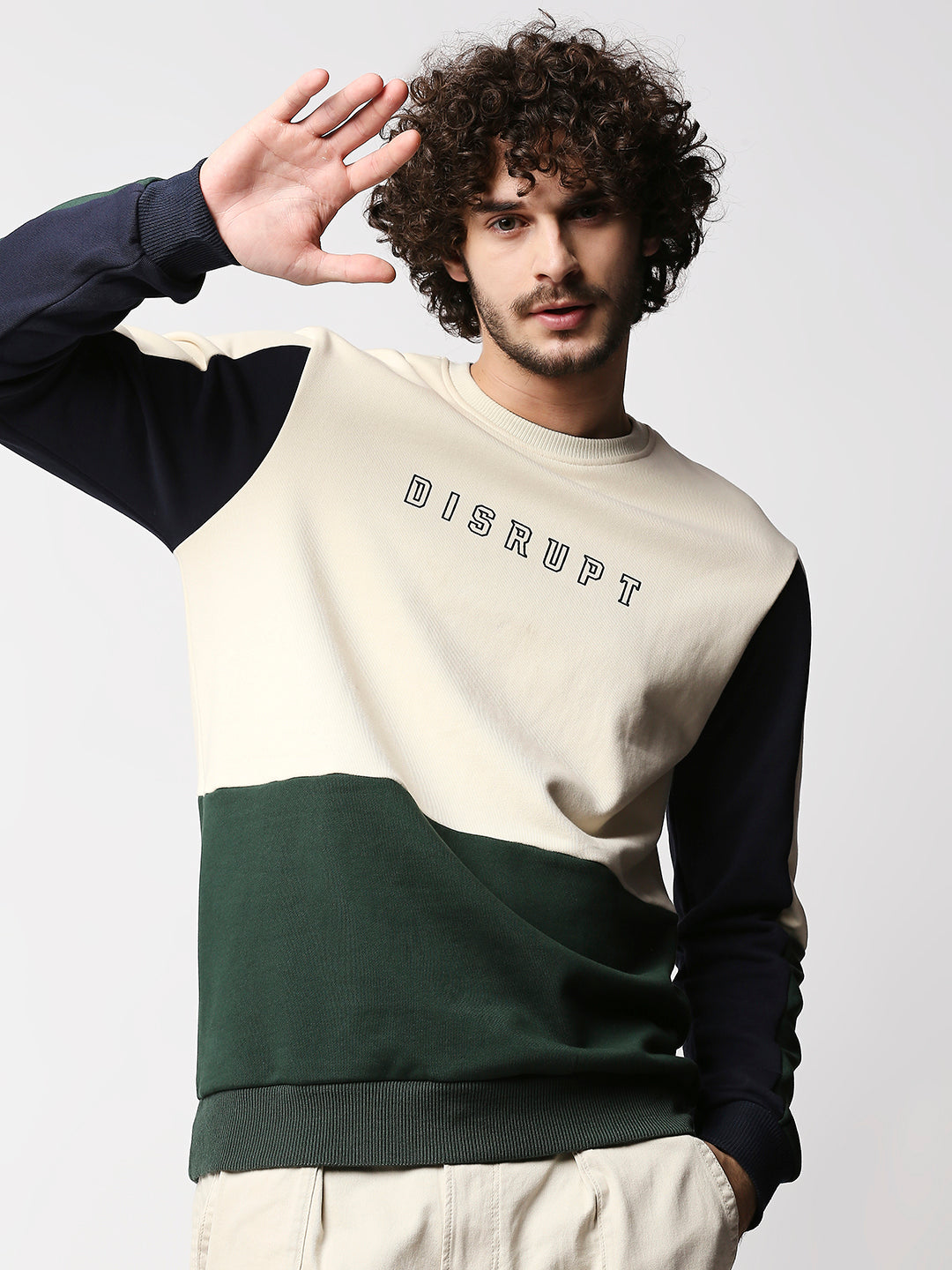 Disrupt Mens Off-white Colorblock Pullover
