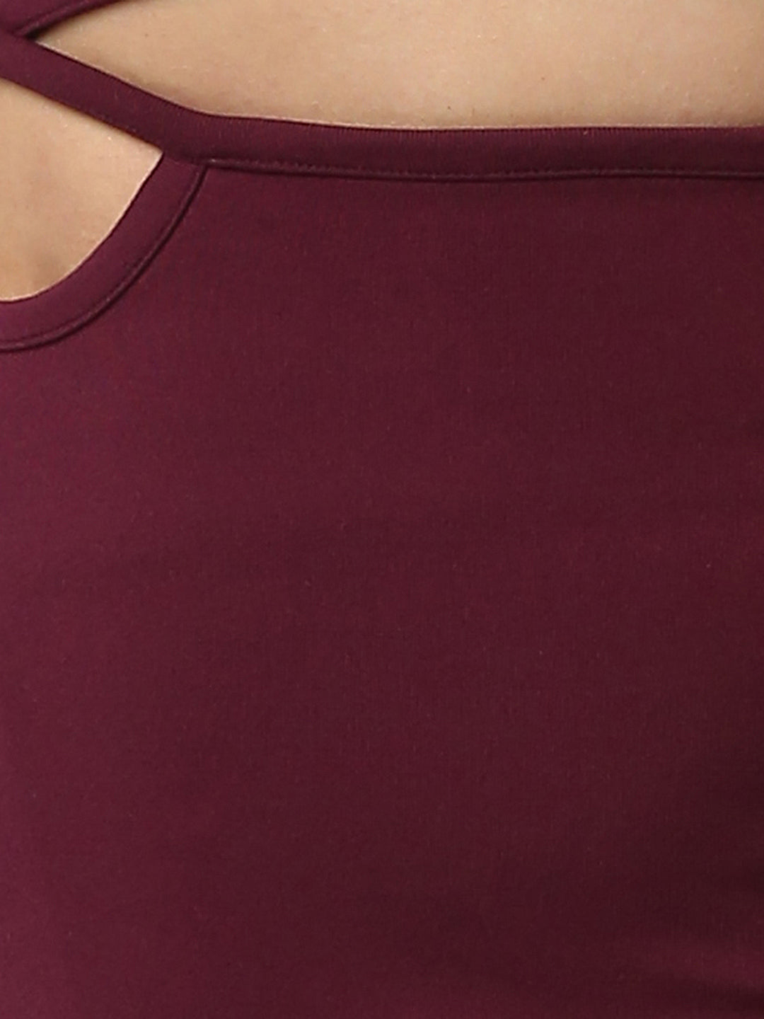 Disrupt Women Wine Tie-up Slim Fit Stretchable Pencil Skirt