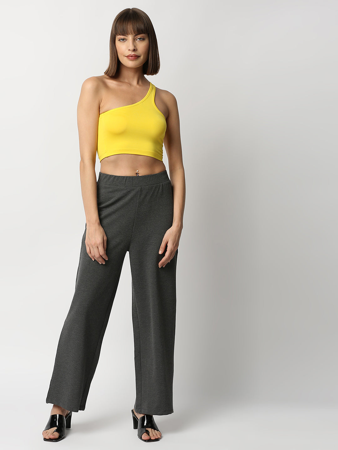 Disrupt Womens High Rise Wide Leg Grey Pants