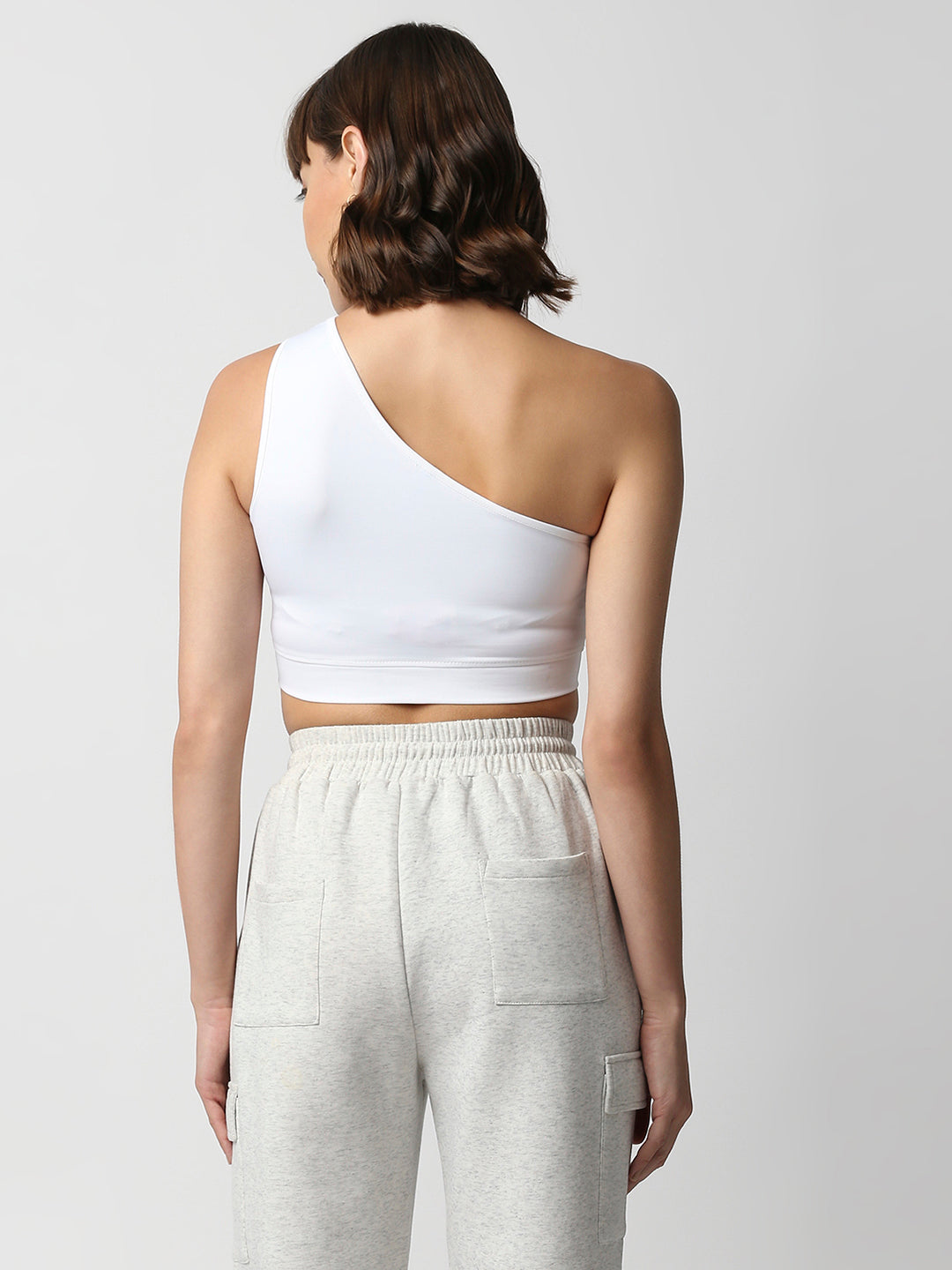 Disrupt Women White Super Crop Cut-Out Shoulder Slim Fit Crop Top