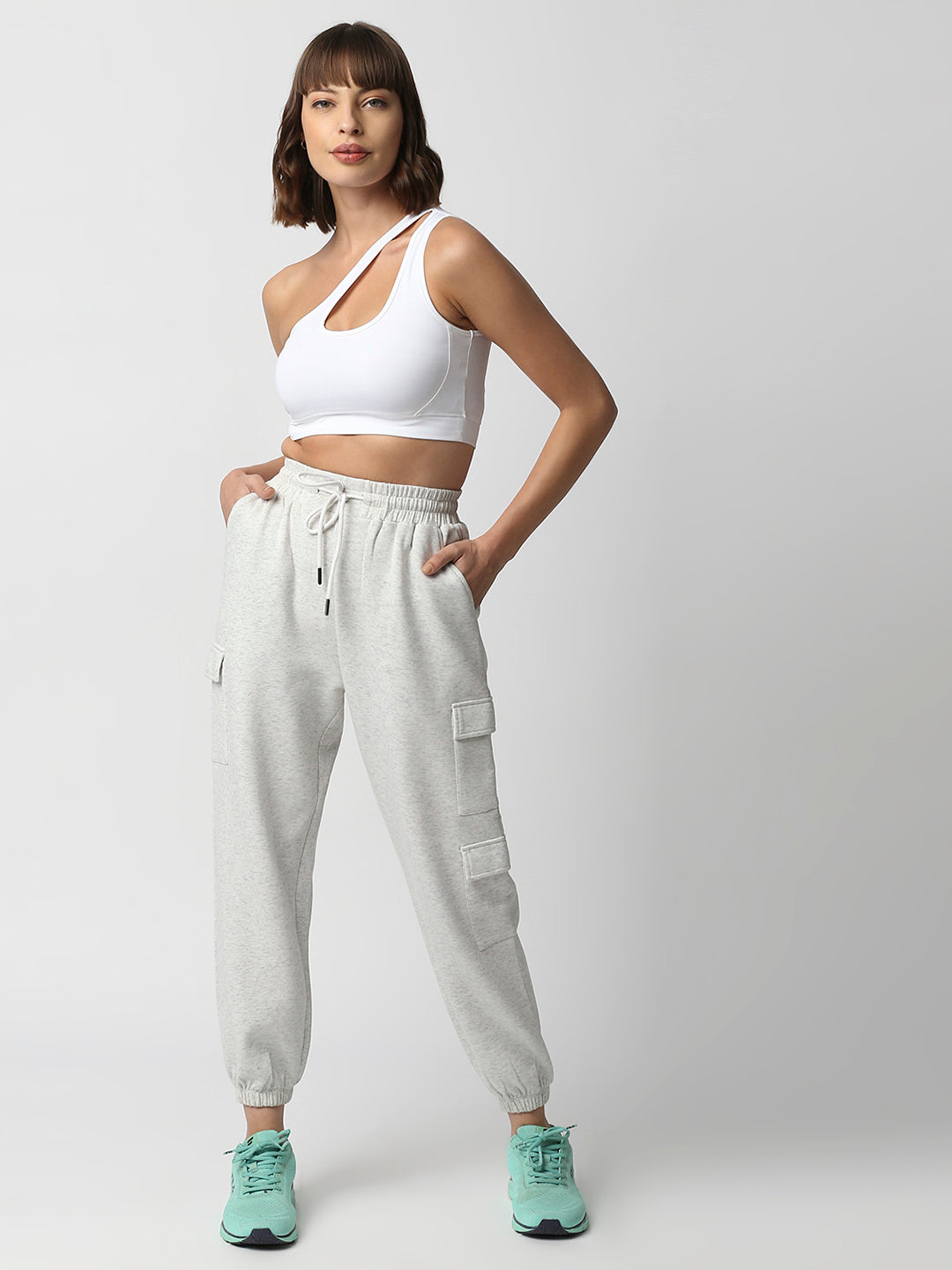 Disrupt Women White Super Crop Cut-Out Shoulder Slim Fit Crop Top