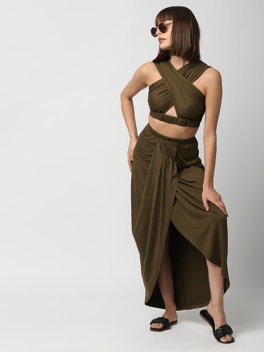 Disrupt Women's Criss Cross Tank Top With Skirt 2 Piece Co-ord Set