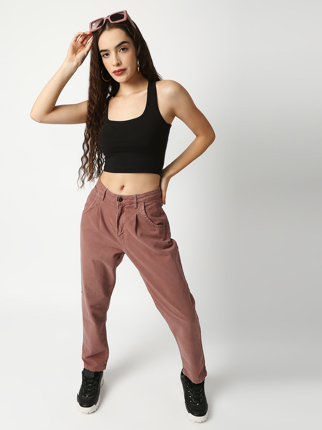 Disrupt Women Black Criss Cross Back Scoop Neck Slim Crop Top
