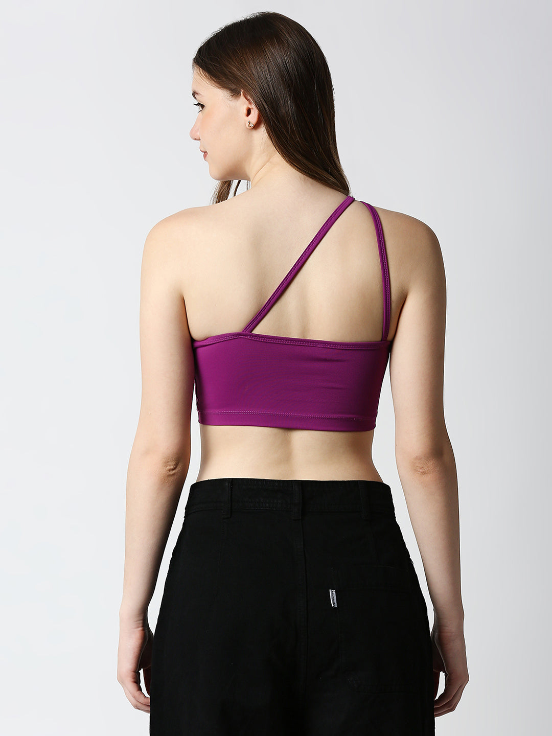 Disrupt Women Purple Super Crop Trendy Slim Fit Crop Top