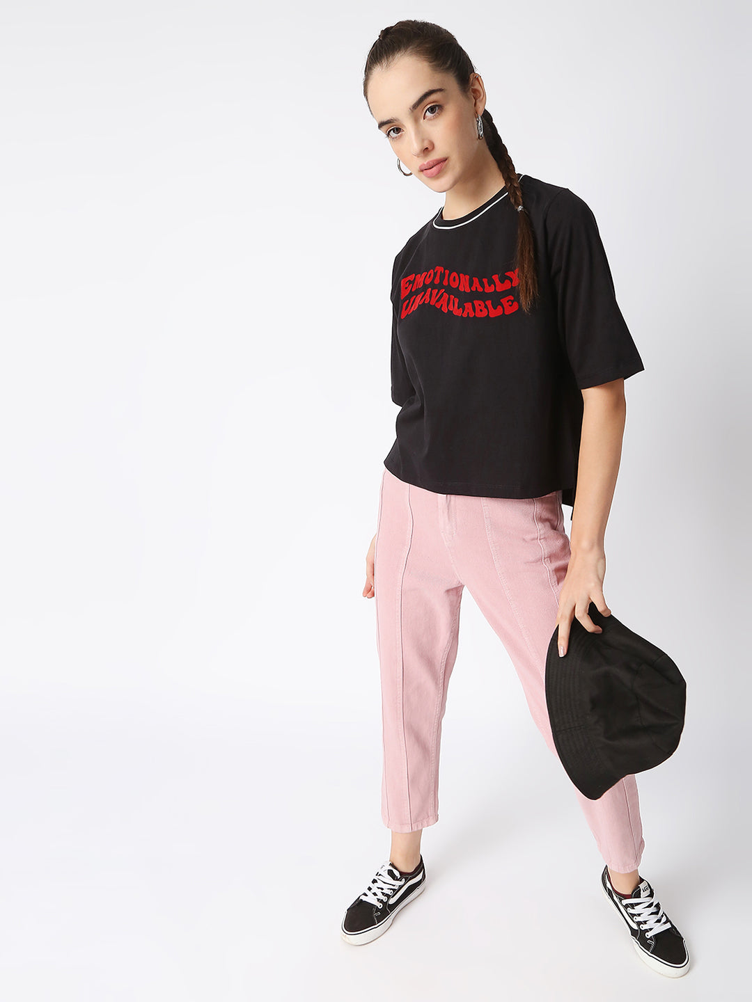 Disrupt Women's Typographic Boxy Black T-shirt