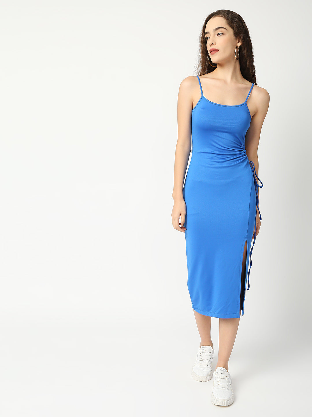Disrupt Women Royal Blue Side Tie-up Detail Strappy Midi Dress