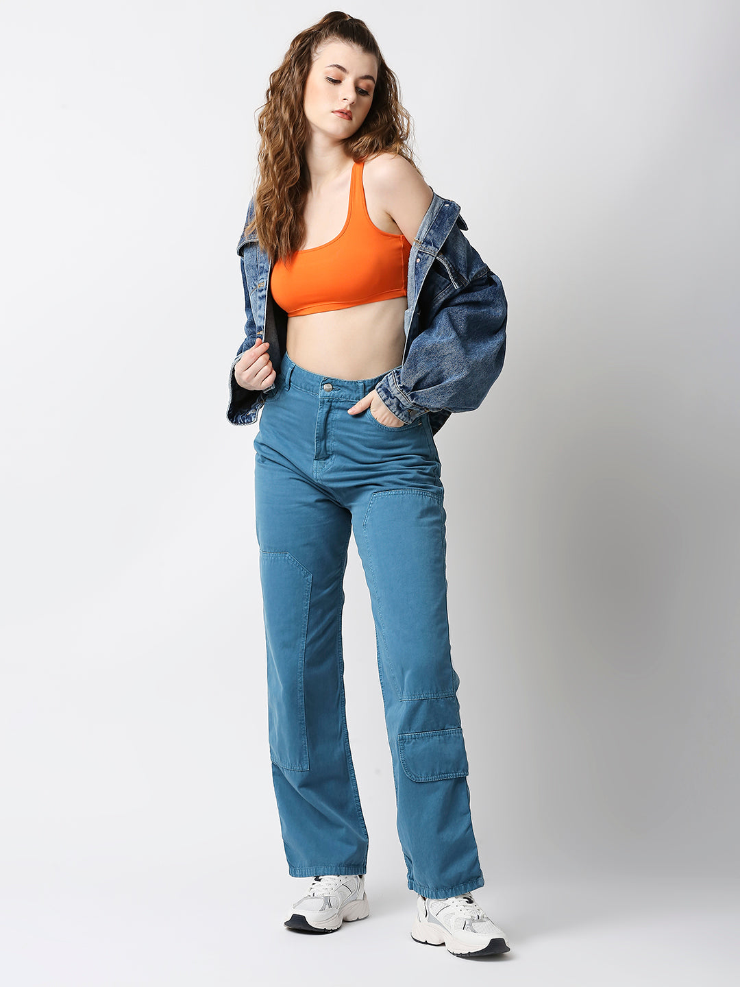 Disrupt Women Orange Summer Box Neck Slim Fit Super Crop Top