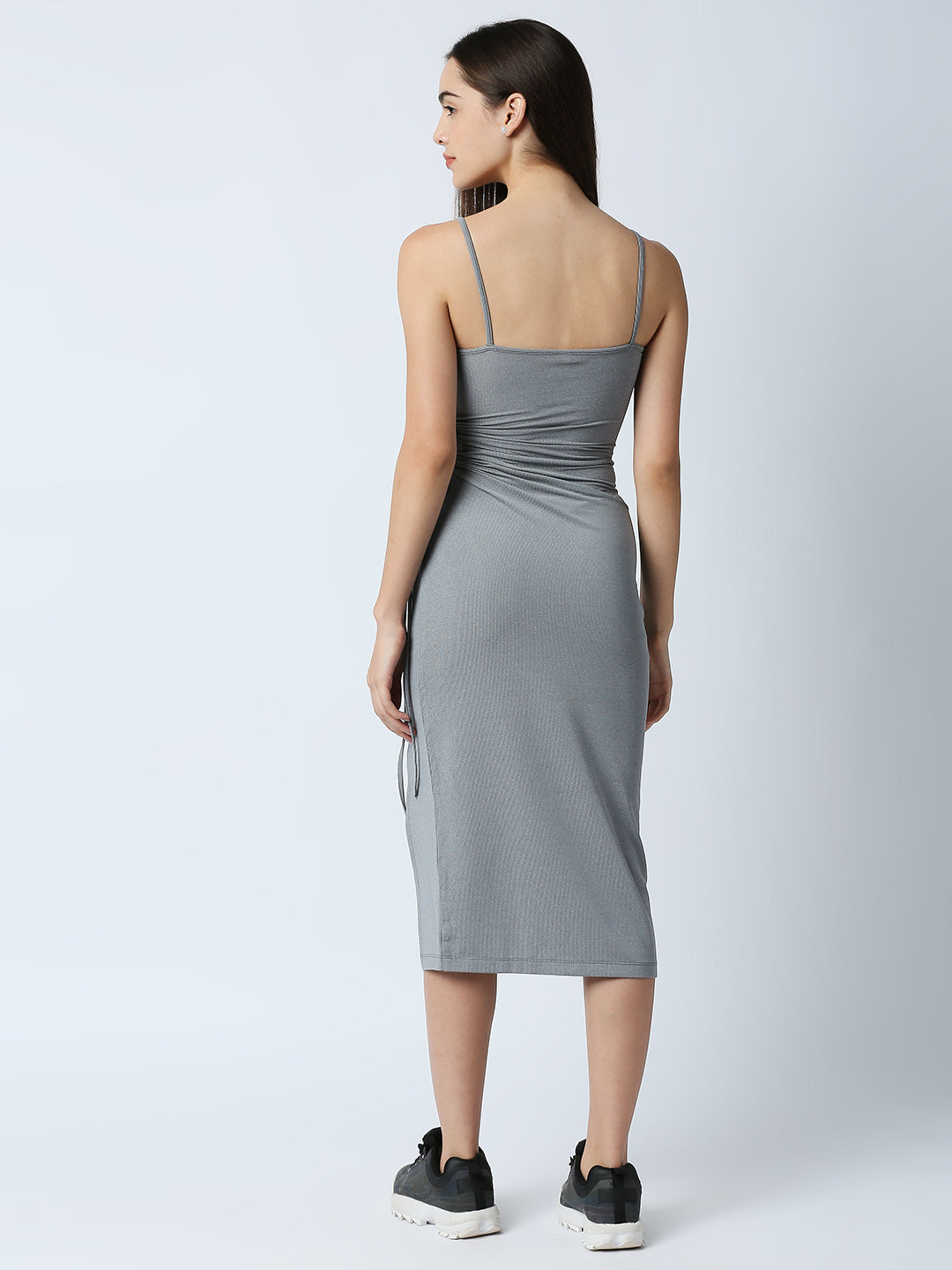 Disrupt Women Grey Side Tie-up Detail Strappy Midi Dress