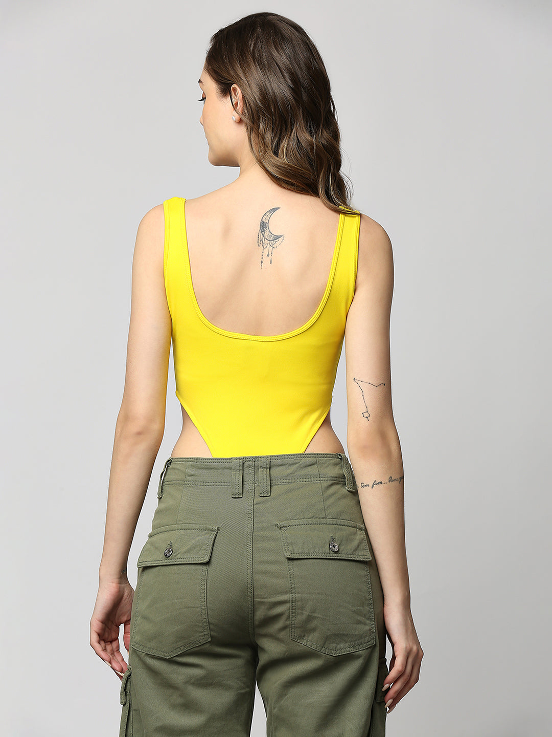 Disrupt Women Casual Solid Bodysuit (Yellow)