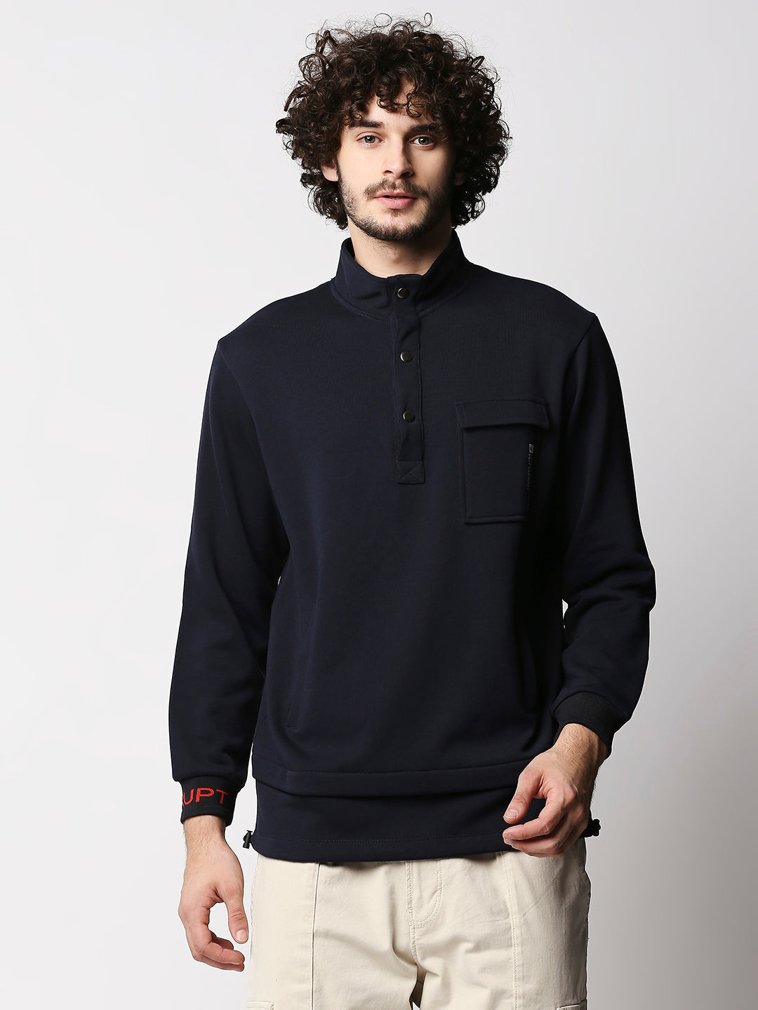 Disrupt Mens Navy Classic Button Pullover