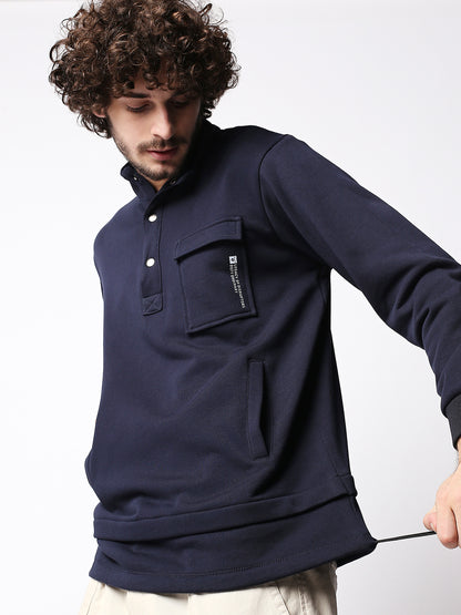 Disrupt Mens Navy Classic Button Pullover