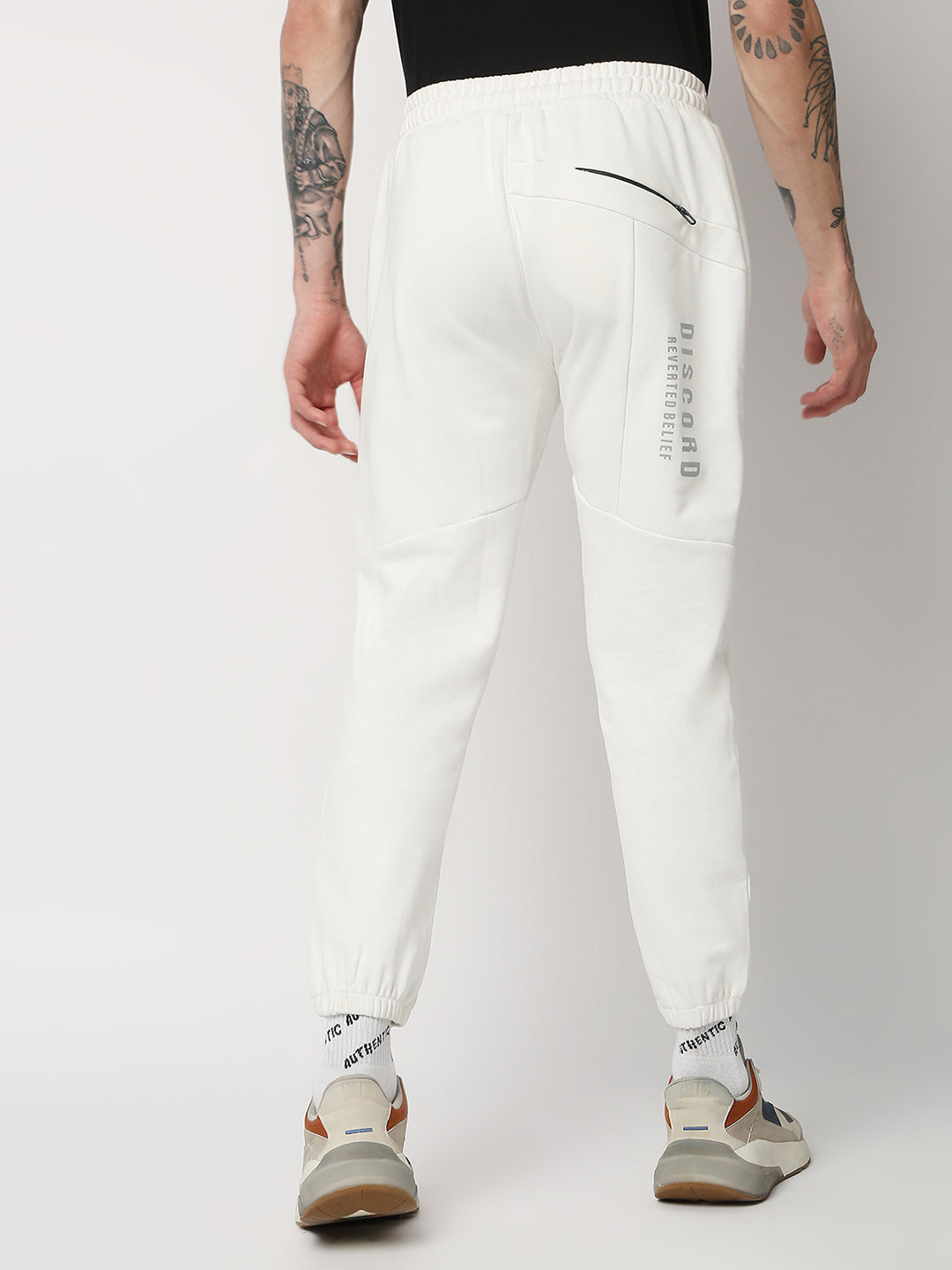 Disrupt Mens White Cut-Sew Printed Self-Design Comfort Fit Jogger