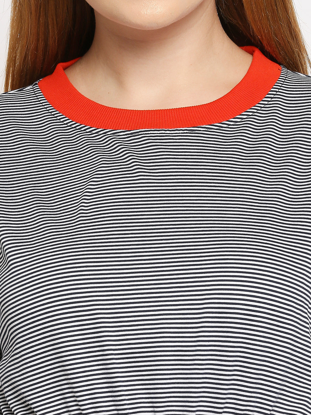 Disrupt Women Black Drop Shoulder Striped Boxy T-shirt