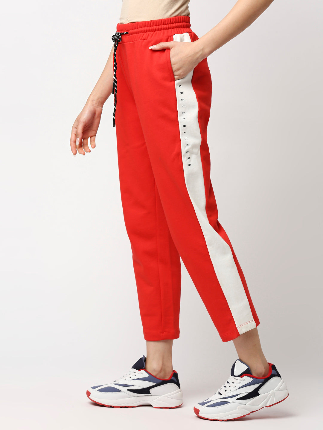 River Island Side stripe wide leg trousers in red | ASOS