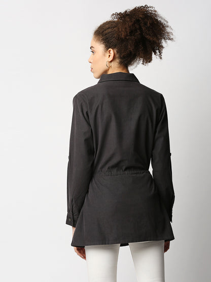 Disrupt Women Grey Smart Shirt Jacket In Corduroy