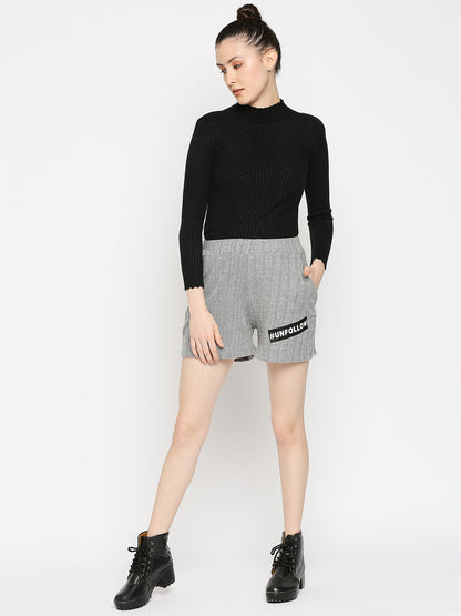 Disrupt Women's Typographic Grey Shorts