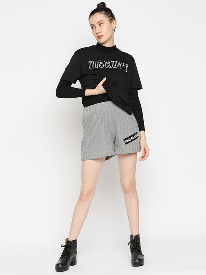 Disrupt Women's Typographic Grey Shorts