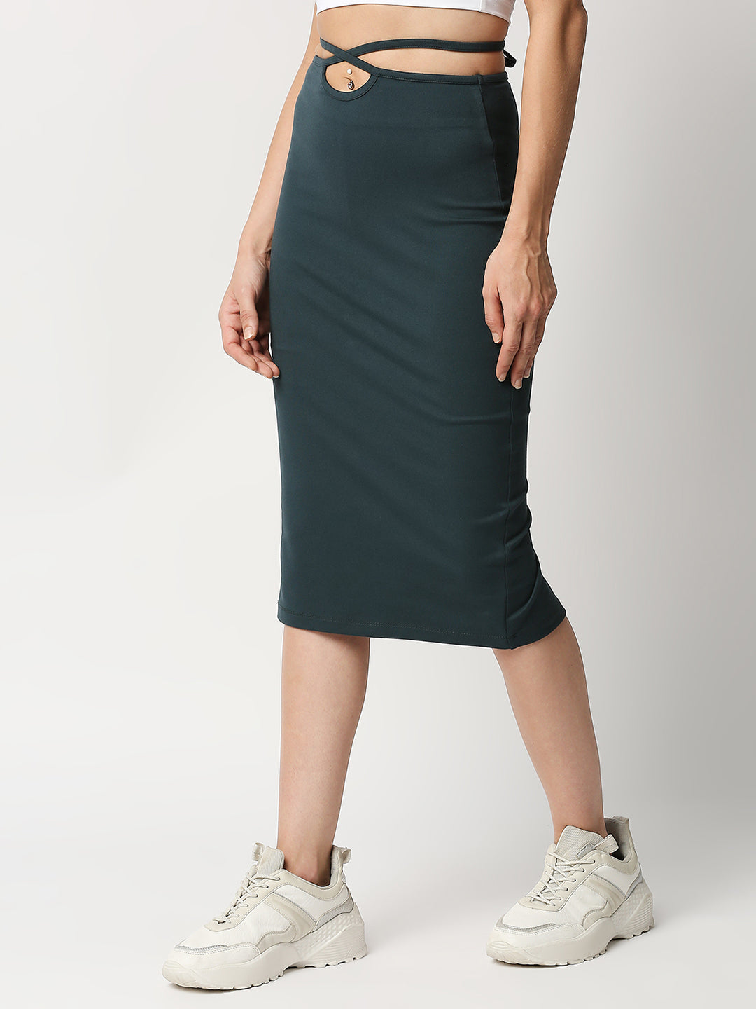 Deep green pencil skirt sale