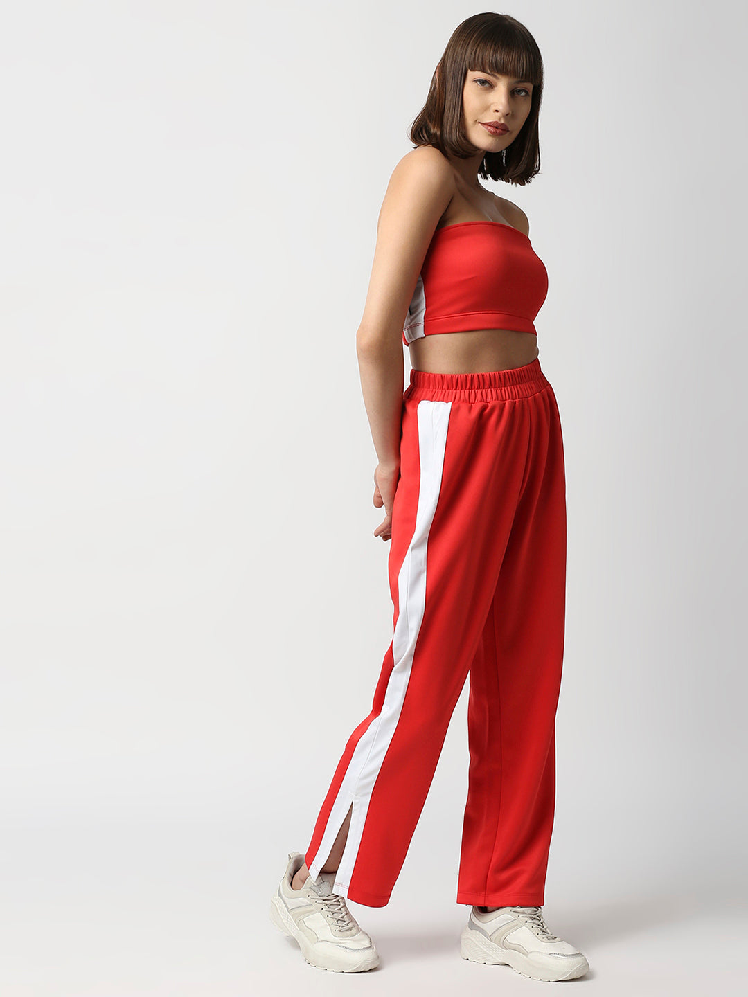 Disrupt Women Wide Leg Slit Pants With Tube Top Co-ord set
