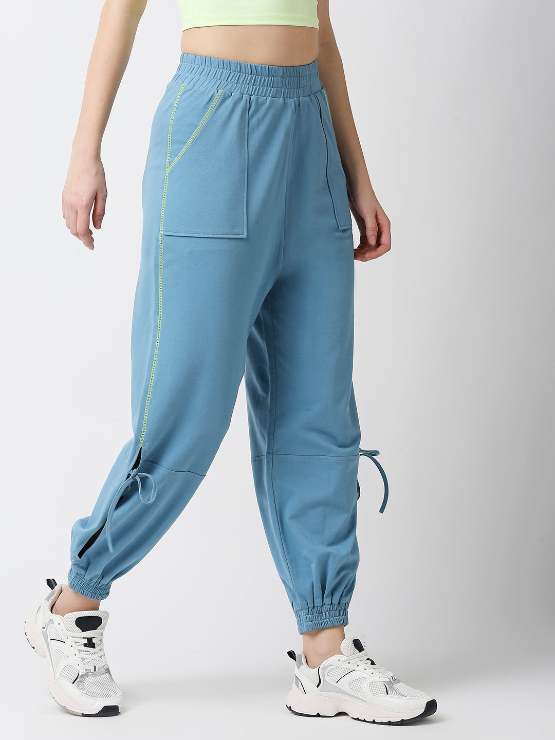 Disrupt Blue Low-crotch Long Length Jogger For Women