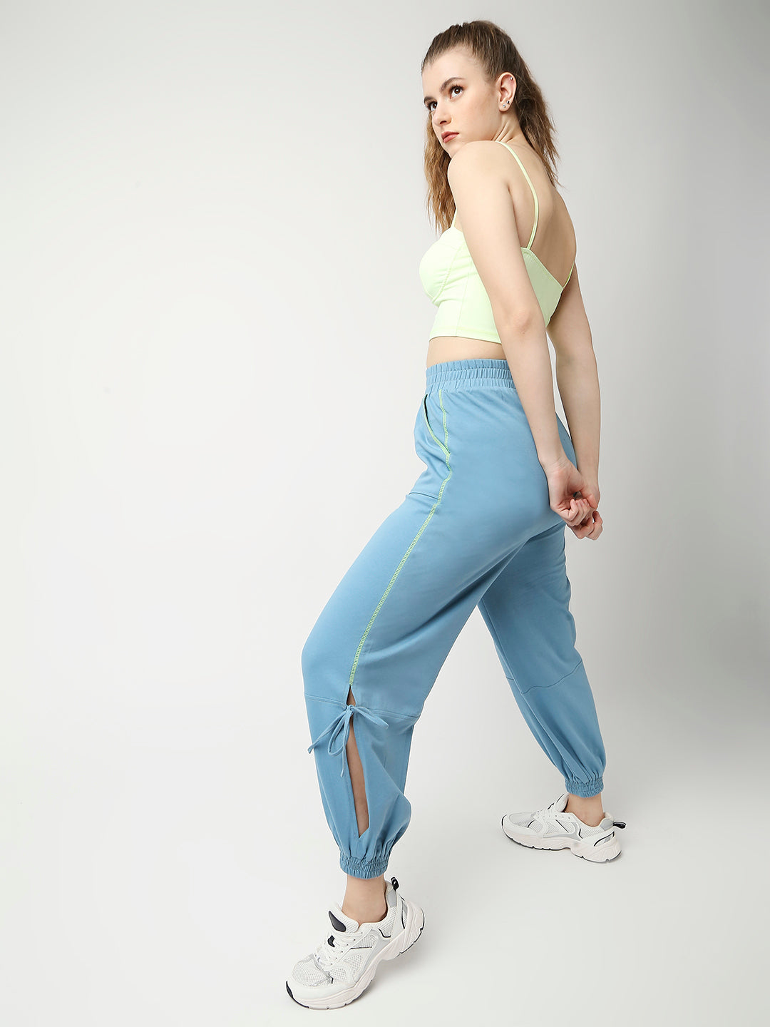 Disrupt Blue Low-crotch Long Length Jogger For Women