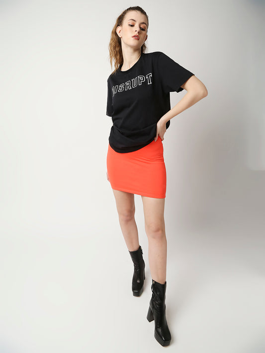 Disrupt Women Orange Fitted Short Skirt
