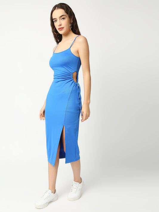 Disrupt Women Royal Blue Side Tie-up Detail Strappy Midi Dress