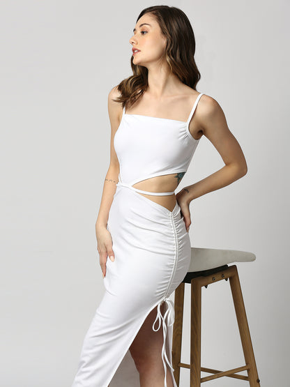 Disrupt Women Cut-out Strappy White Slim Fit Stylish Dress