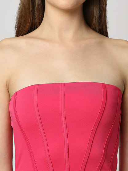 Disrupt Women Strapless Pink Slim Fit Stunning Tube Dress